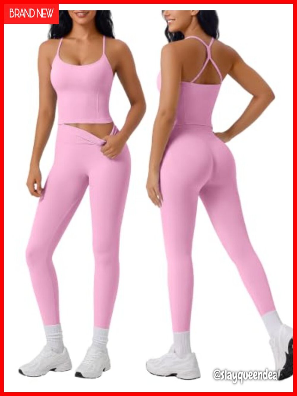 Seamless Workout Set High Waist Leggings Padded Halter Tank Top Gym